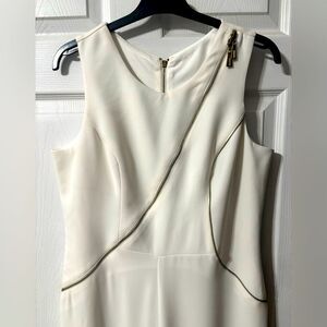 Forever Unique White Jumpsuit W/Gold Zippers Size 12 Bachlorette Bridal Party